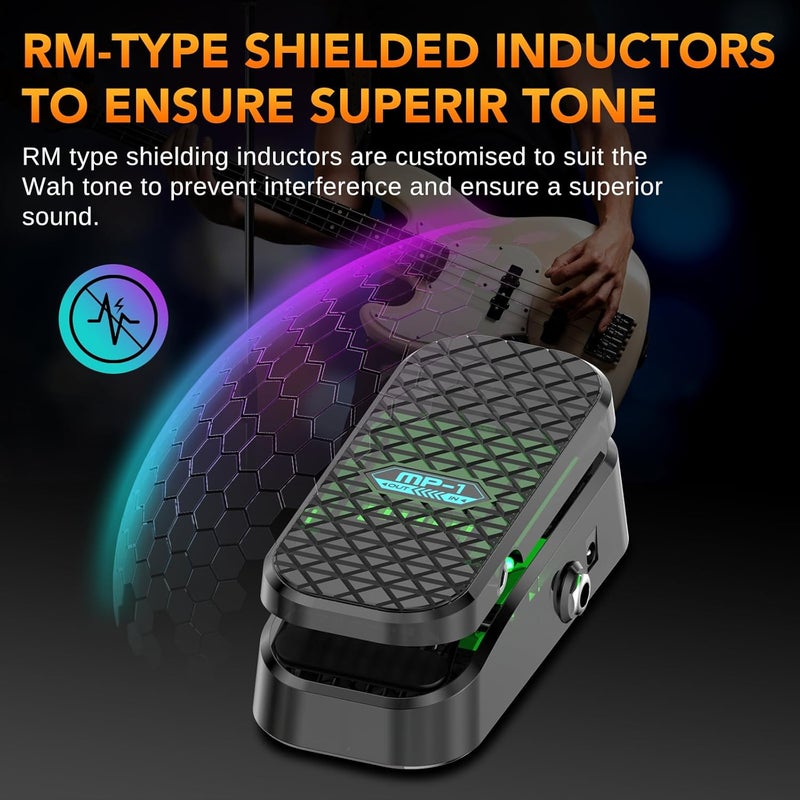Lefiko Mini Volume & Wah Combo, Pure Analog Wah Effects and Active Volume Control Pedal for Electric Guitar, RM-Type Shielded Inductor for Superior Wah Tones, 23° Wide Angle Travel, LED Mode Indicator - Image 3